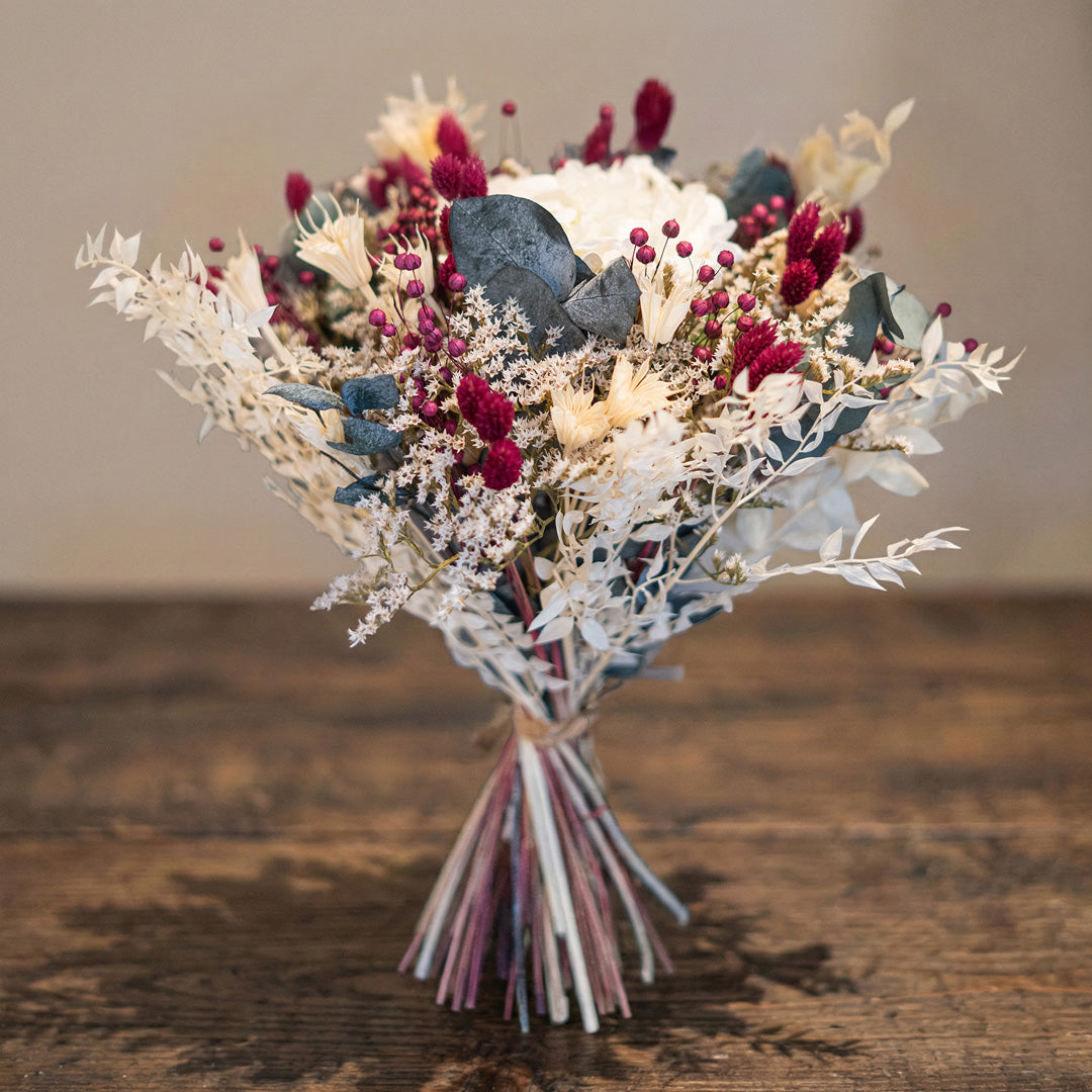 Flowrette Colette bouquet mixte fleurs séchées pivoine magenta