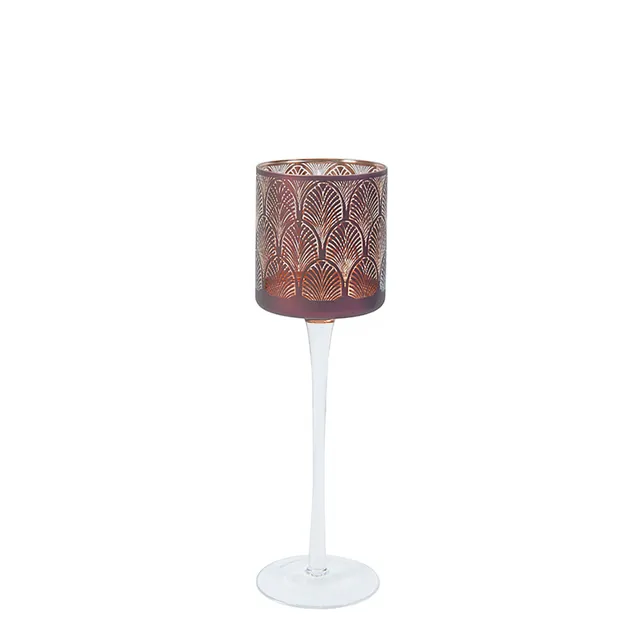 Sia Home Boudoir photophore verre bordeaux 25 cm