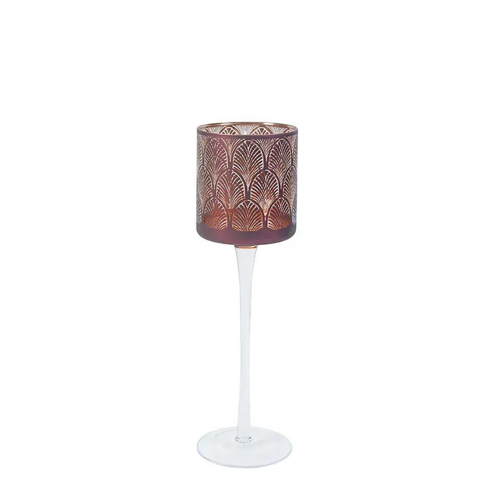 Sia Home Boudoir photophore verre bordeaux 25 cm