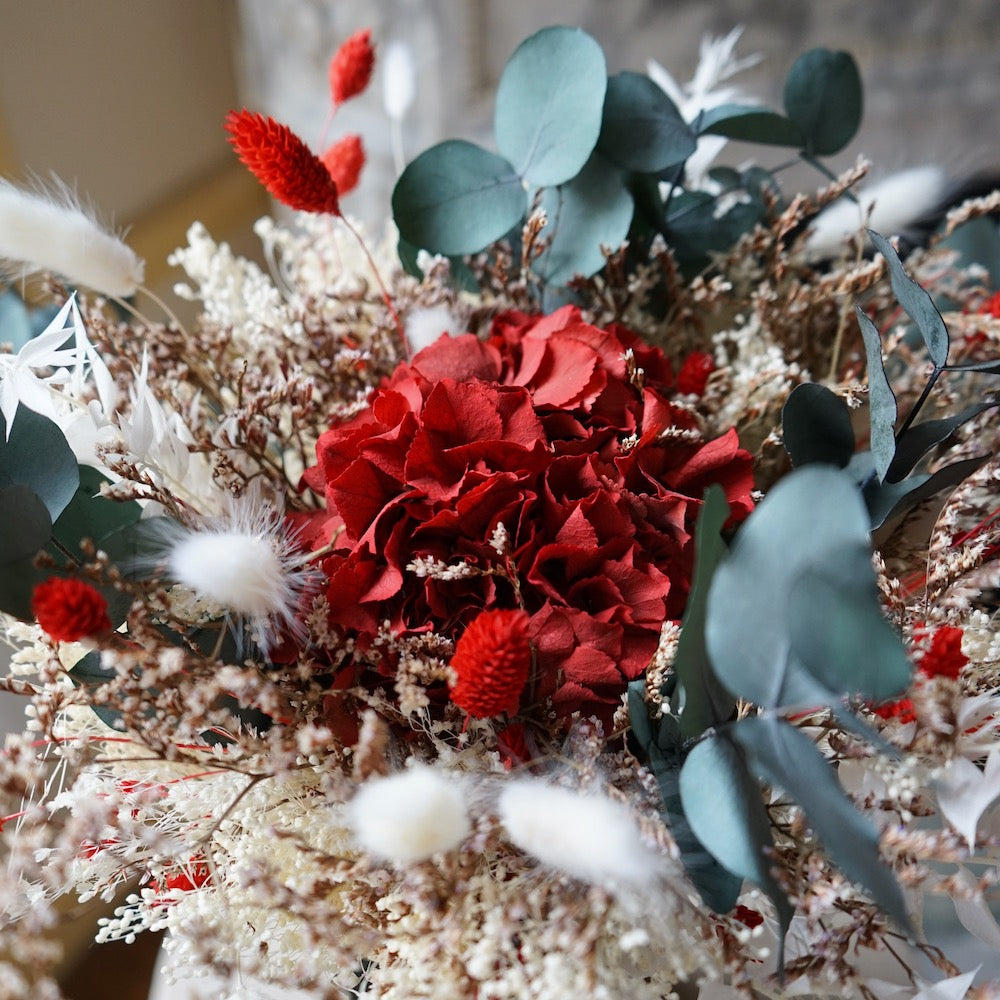 Flowrette Valentin S bouquet fleurs séchées rouge