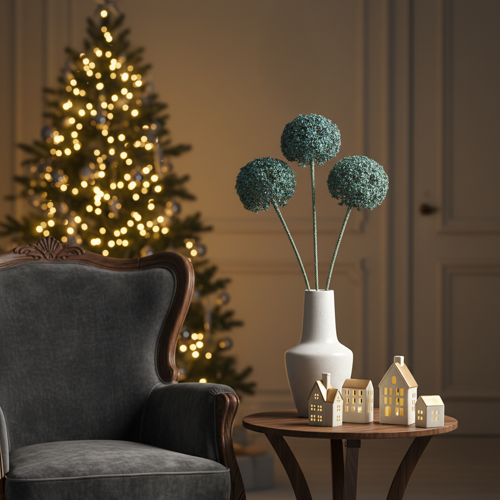 Sia Home Izia tige allium pailleté argenté 90 cm