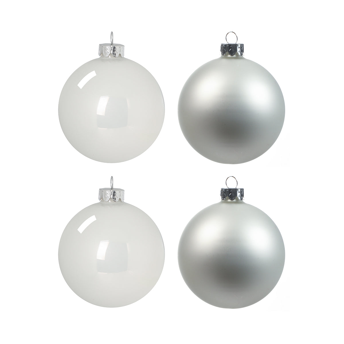 Sia Home coffret 4 boules Noël verre 8 cm blanc rouge