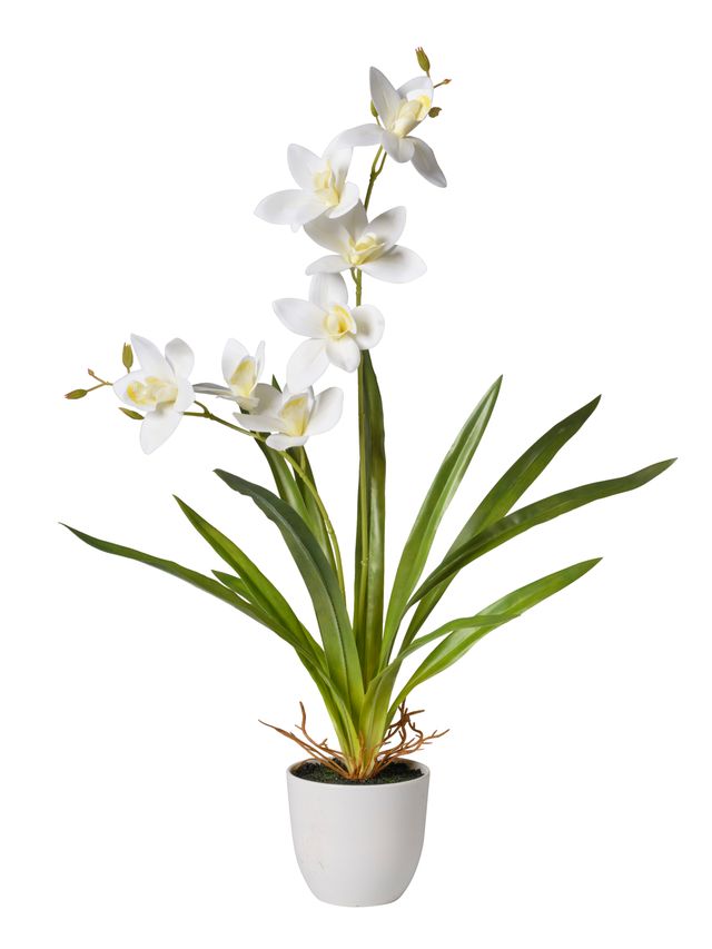 Feuillazur Orchidées avec pot fleur artificielle 57cm rose