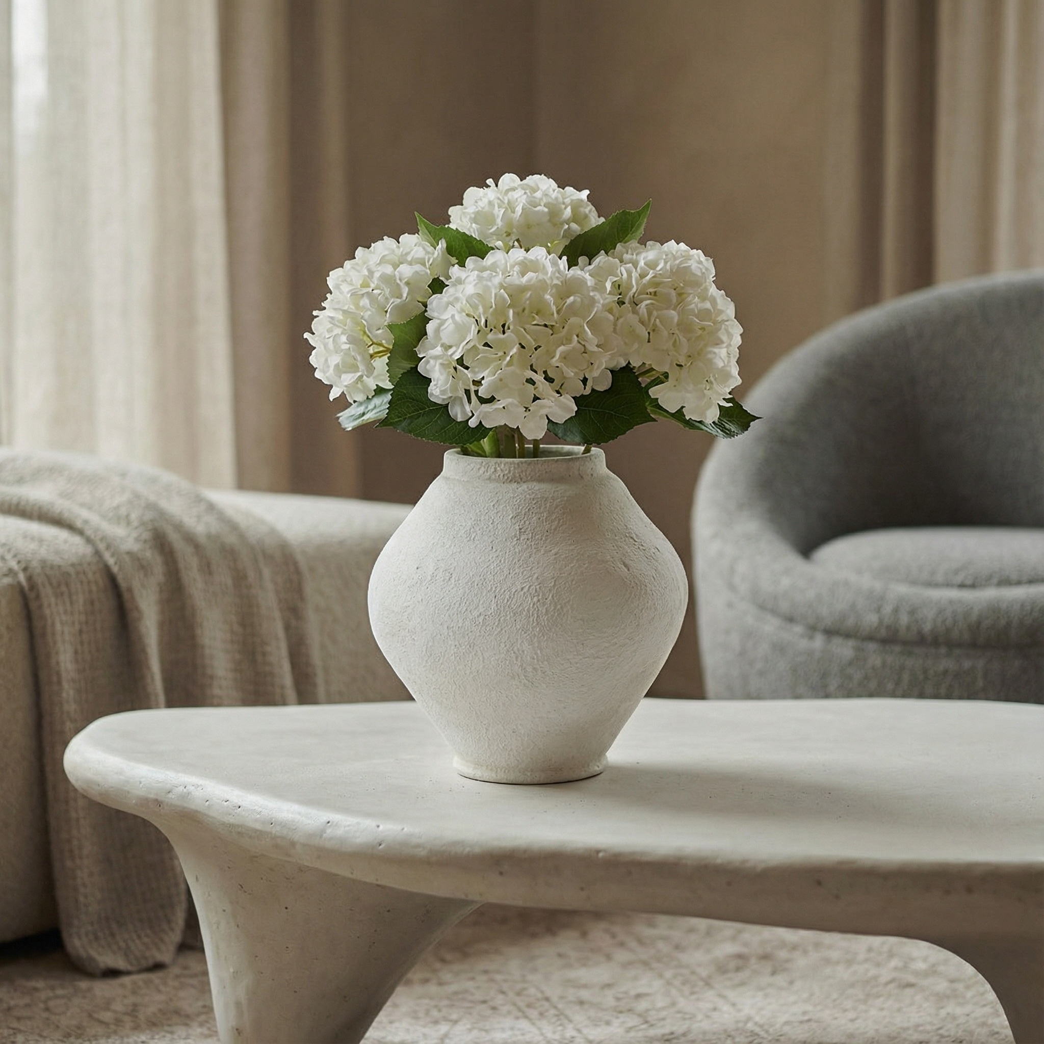 Sia Home Vase Elvea résine Blanc cassé 28 cm