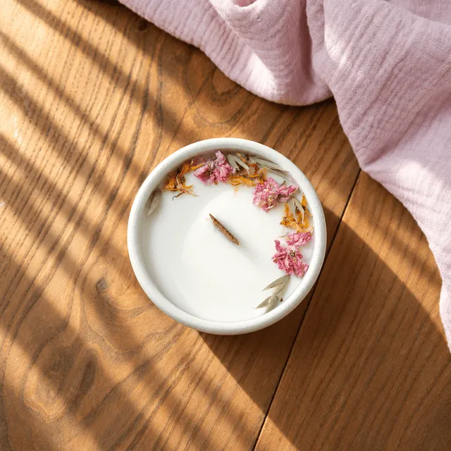 Flowrette Bougies Lin Bougie Fleurie Parfum Linge Céramique