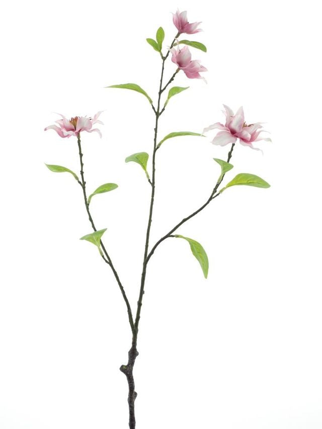 Feuillazur Rungis Clématite 3 tiges fleur artificielle rose 75cm