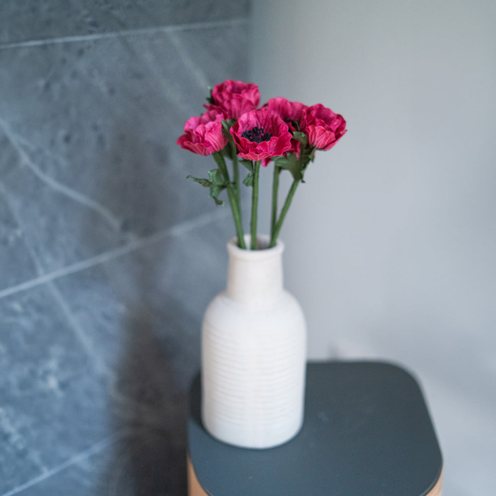 Flowrette Petite anémone fuchsia fleur papier tige x1 fait main