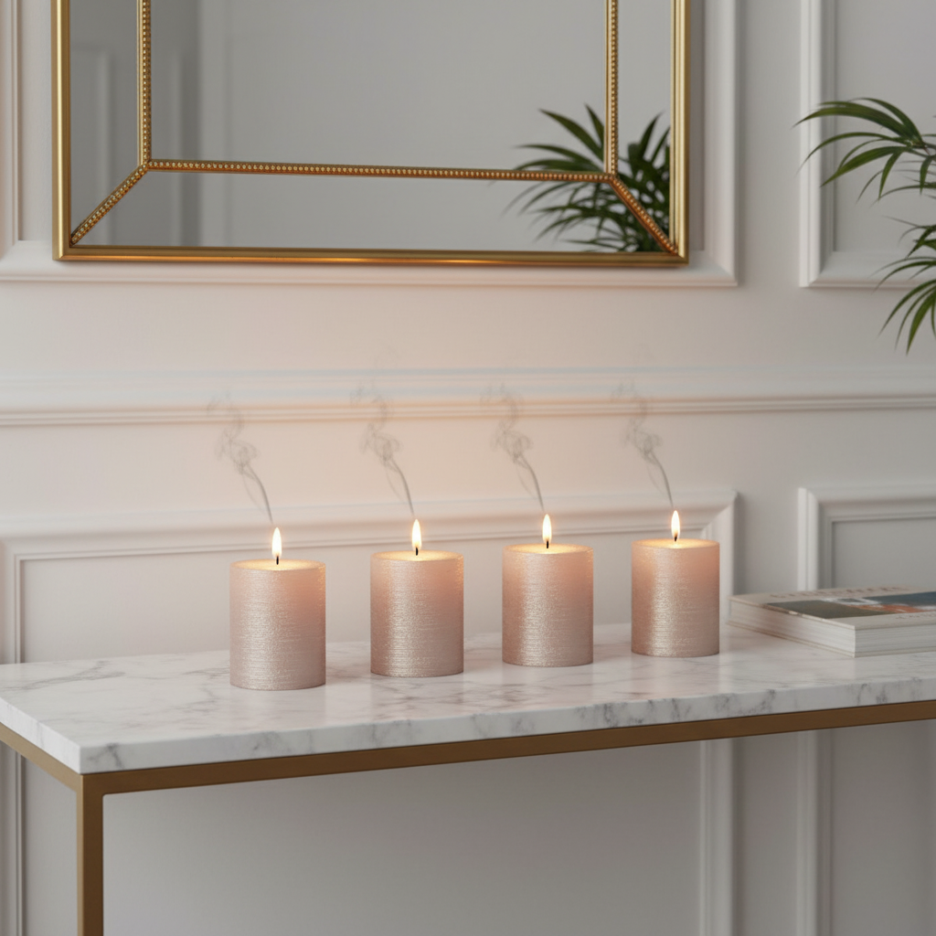 Sia Stripes Xs coffret 4 bougies cylindriques rose