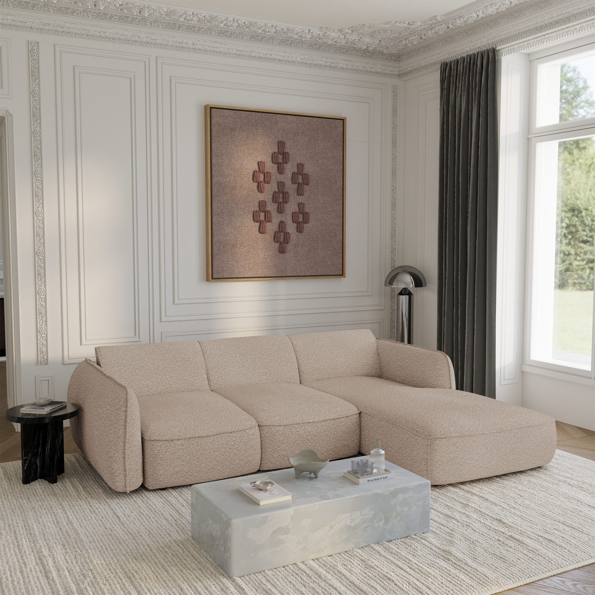 Sia Home Livia Canapé Convertible Angle Droit Crème