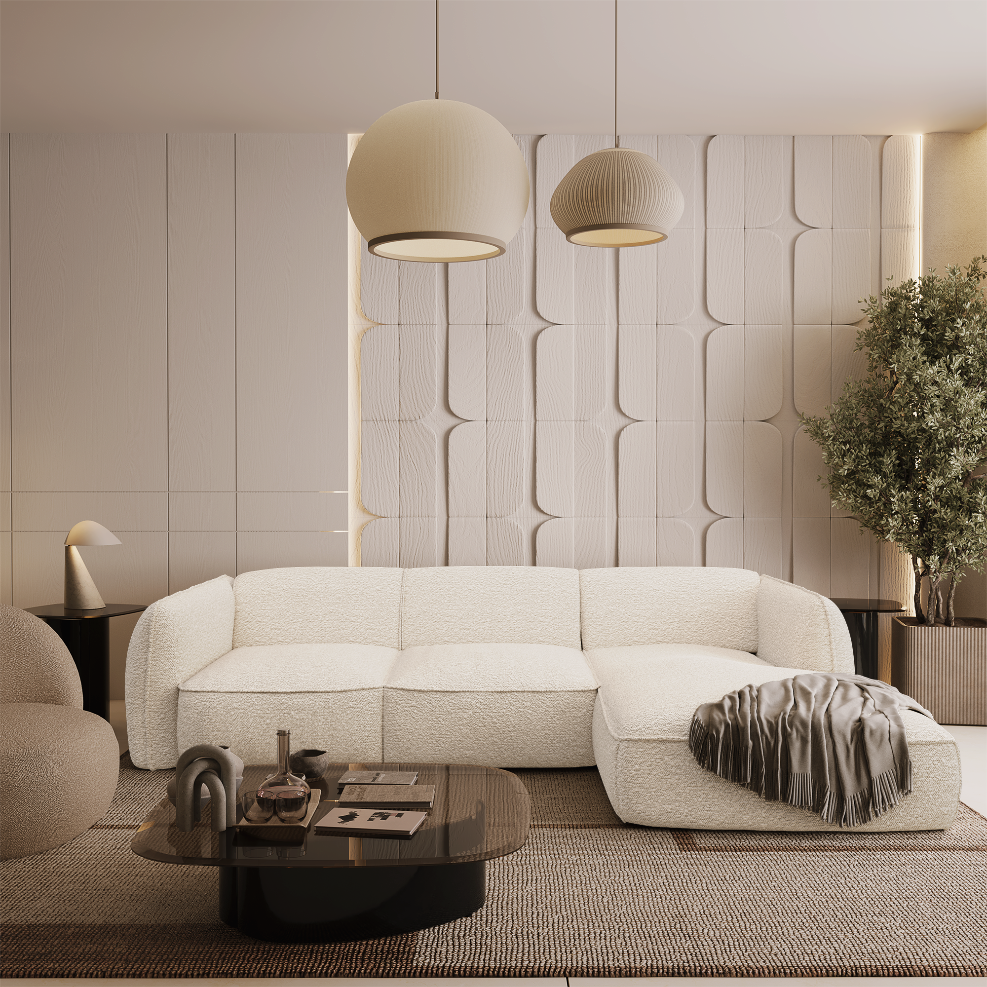 Sia Home Canapés Livia angle droit canapé crème