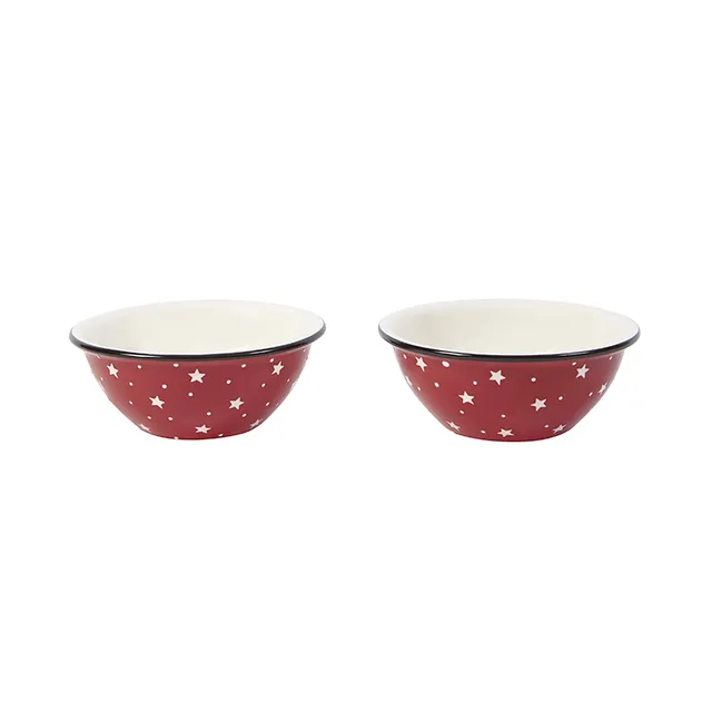 Sia Home Holly Set 2 Bols Céramique Rouge Étoilé 6 cm