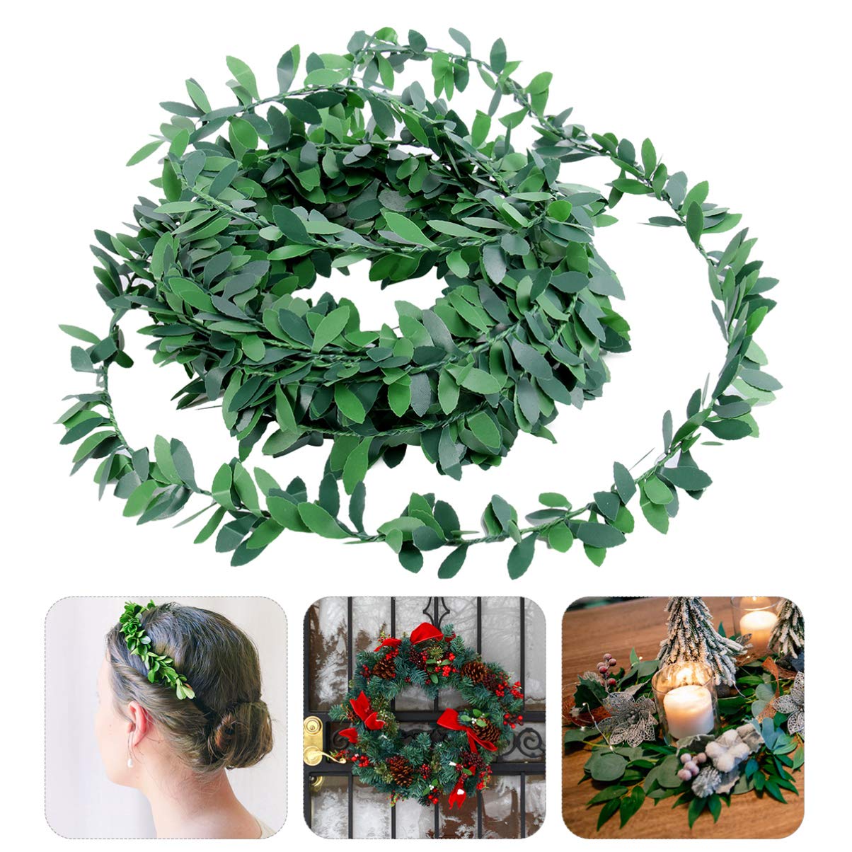 Winomo Guirlande lierre artificiel vert 5 m PVC tête et mur