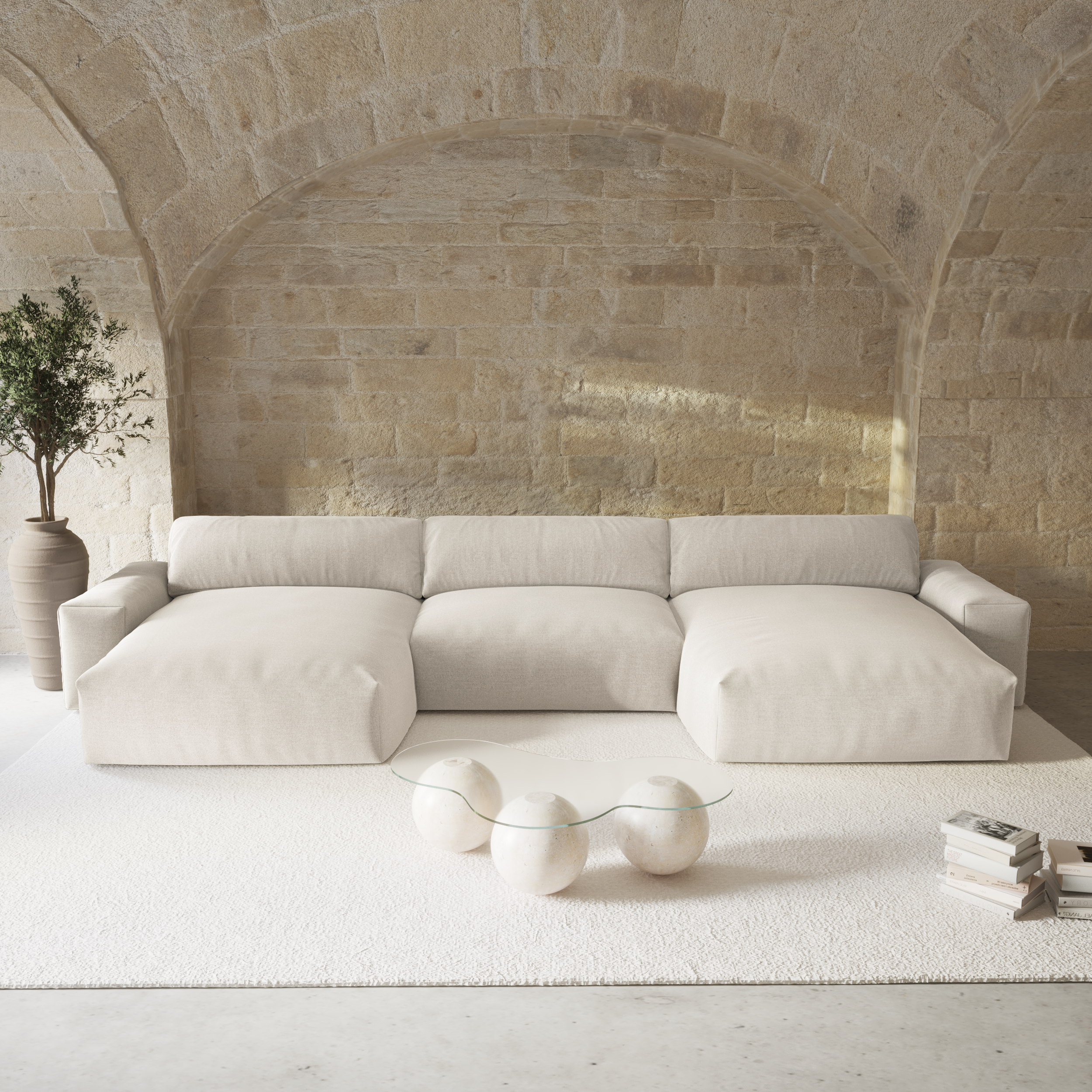 Sia Home Bliss Panoramique canapé beige 5 places