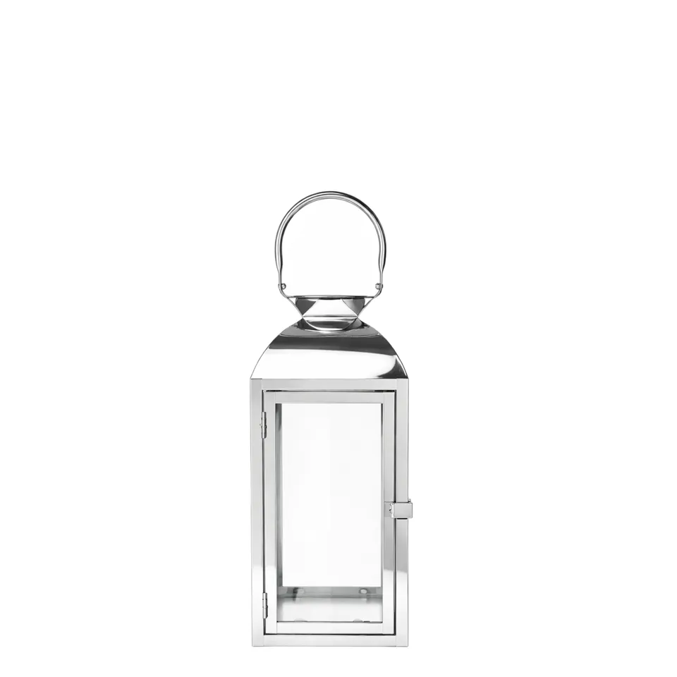 Sia Home Lanternes Ava 35 cm lanterne argenté acier et verre