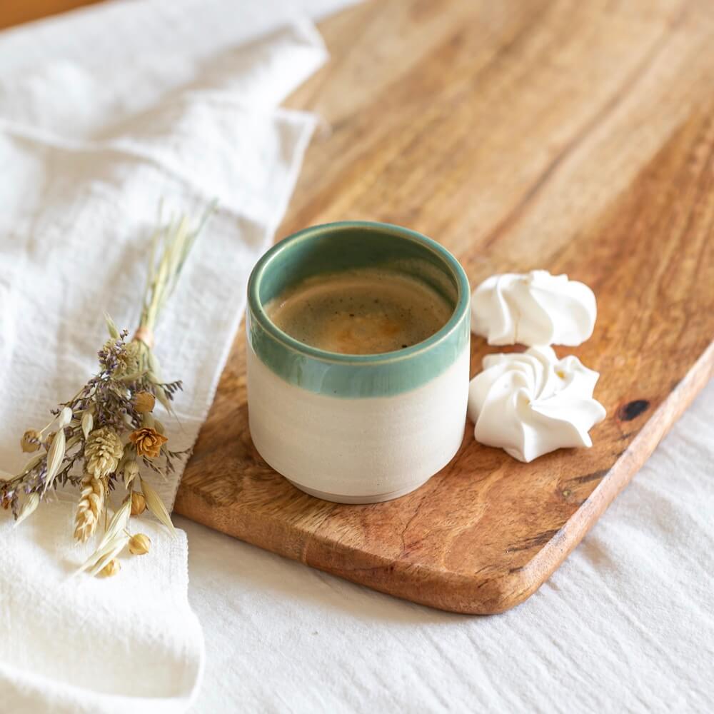 Flowrette Hélios petite tasse céramique 7 cl x1 verte