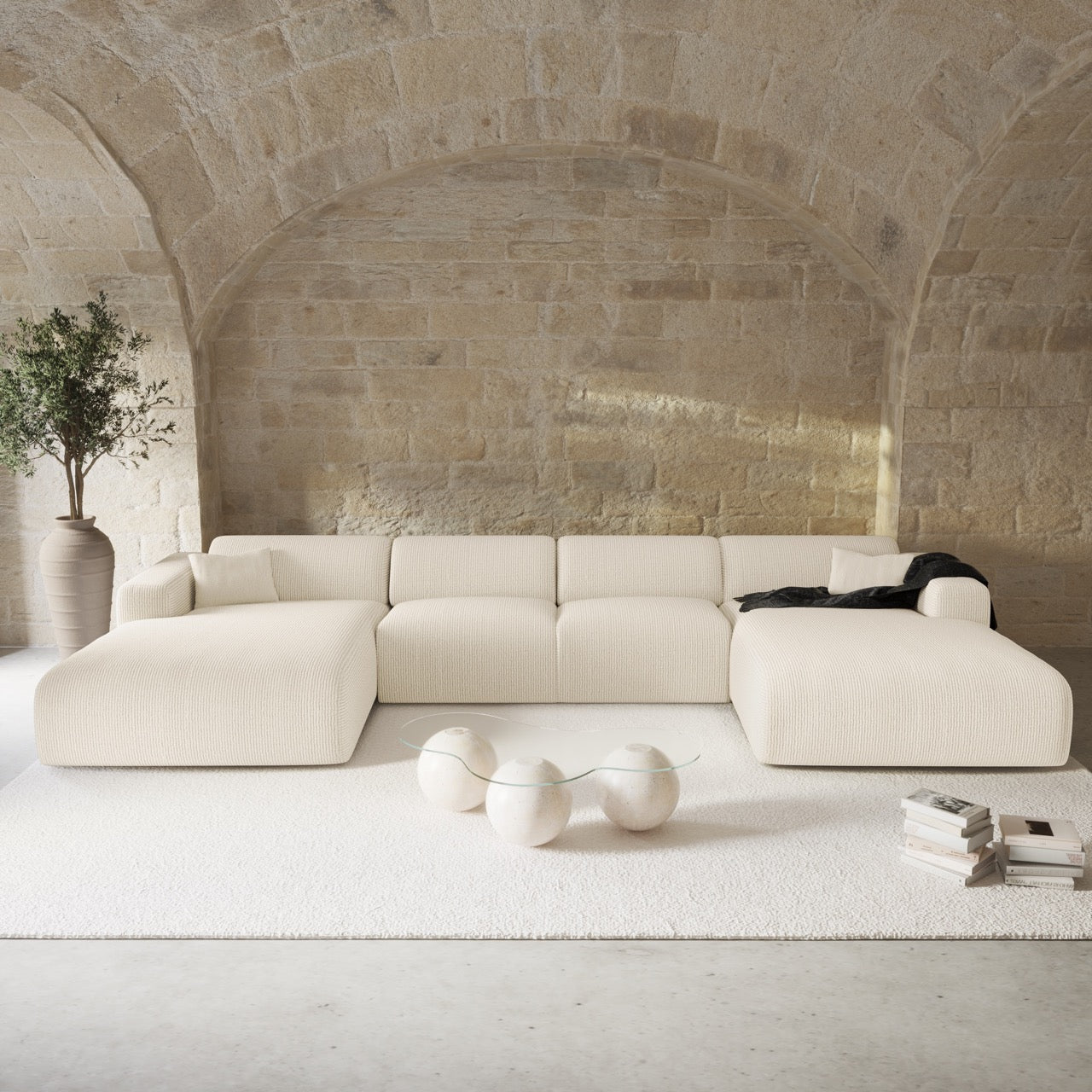 Sia Home Myra canapé symétrique crème beige 356 cm