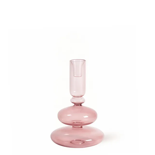 Sia Home Sunrise bougeoir verre rose 22 cm