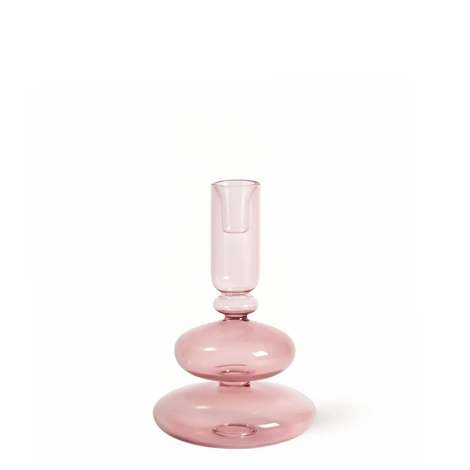 Sia Home Sunrise bougeoir verre rose 22 cm