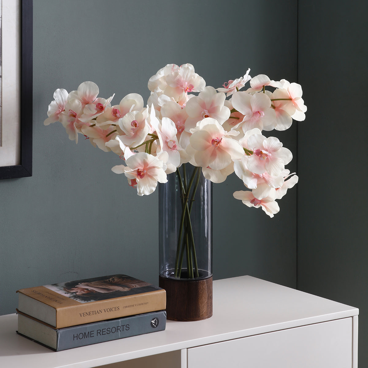 Sia Home Orchidée Phalaenopsis tige artificielle 50 cm blanc