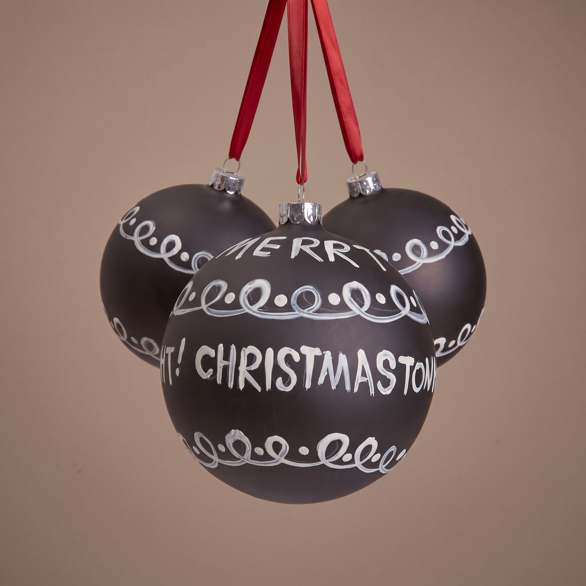 Sia Home Boule Noël Graphique Merry Christmas blanc 10 cm