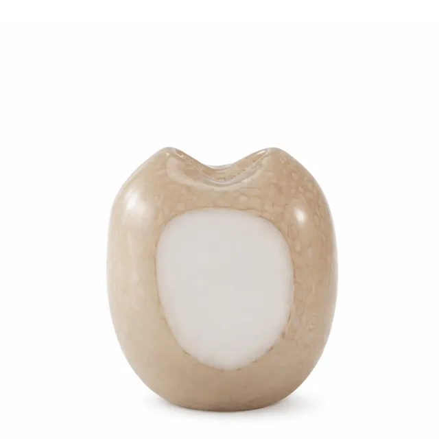 Sia Opale Vase verre soufflé beige et blanc 22 cm