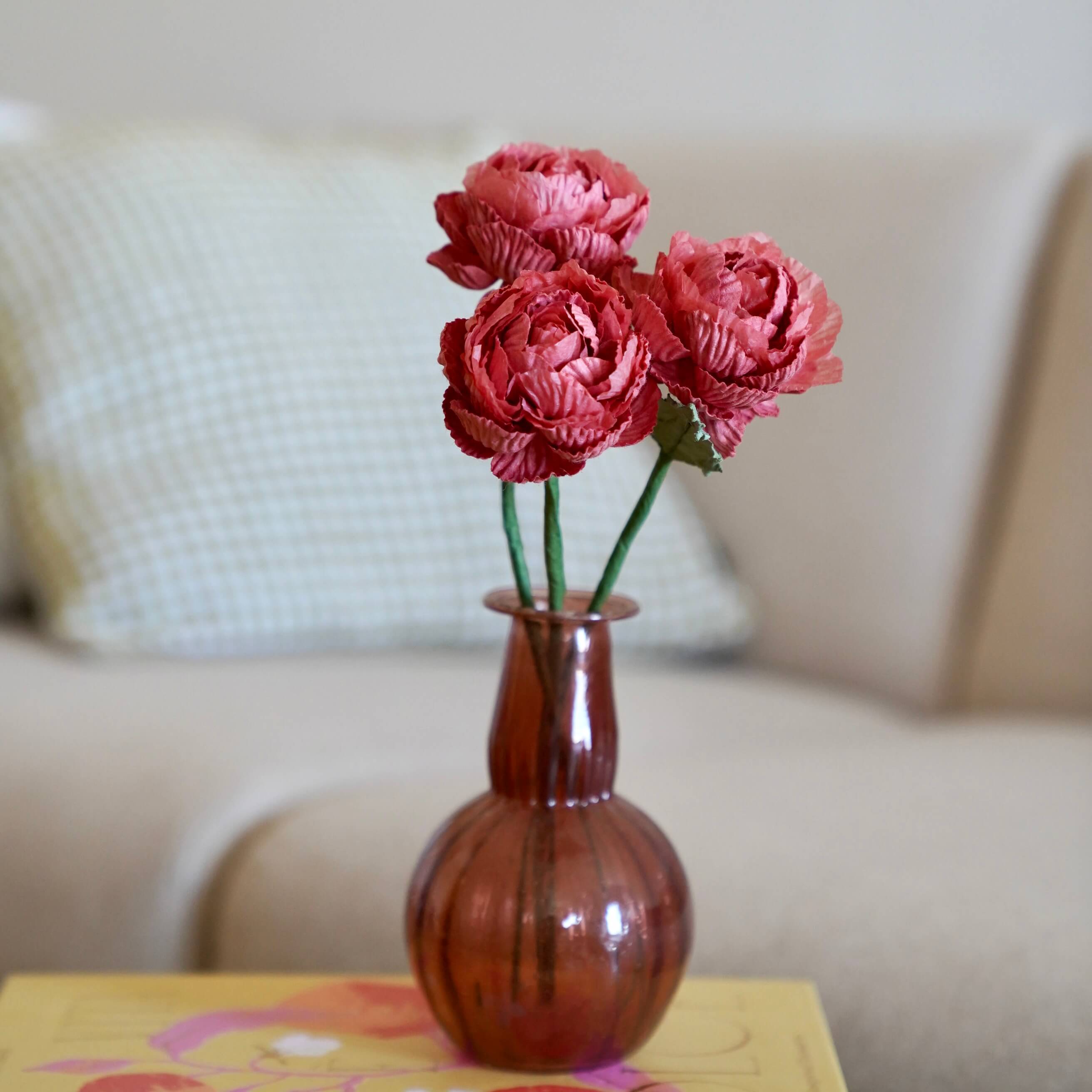Flowrette Renoncule fleur papier vieux rose x1