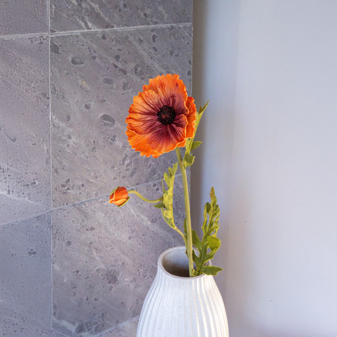 Flowrette Coquelicot artificiel orange tige x1 Real Touch