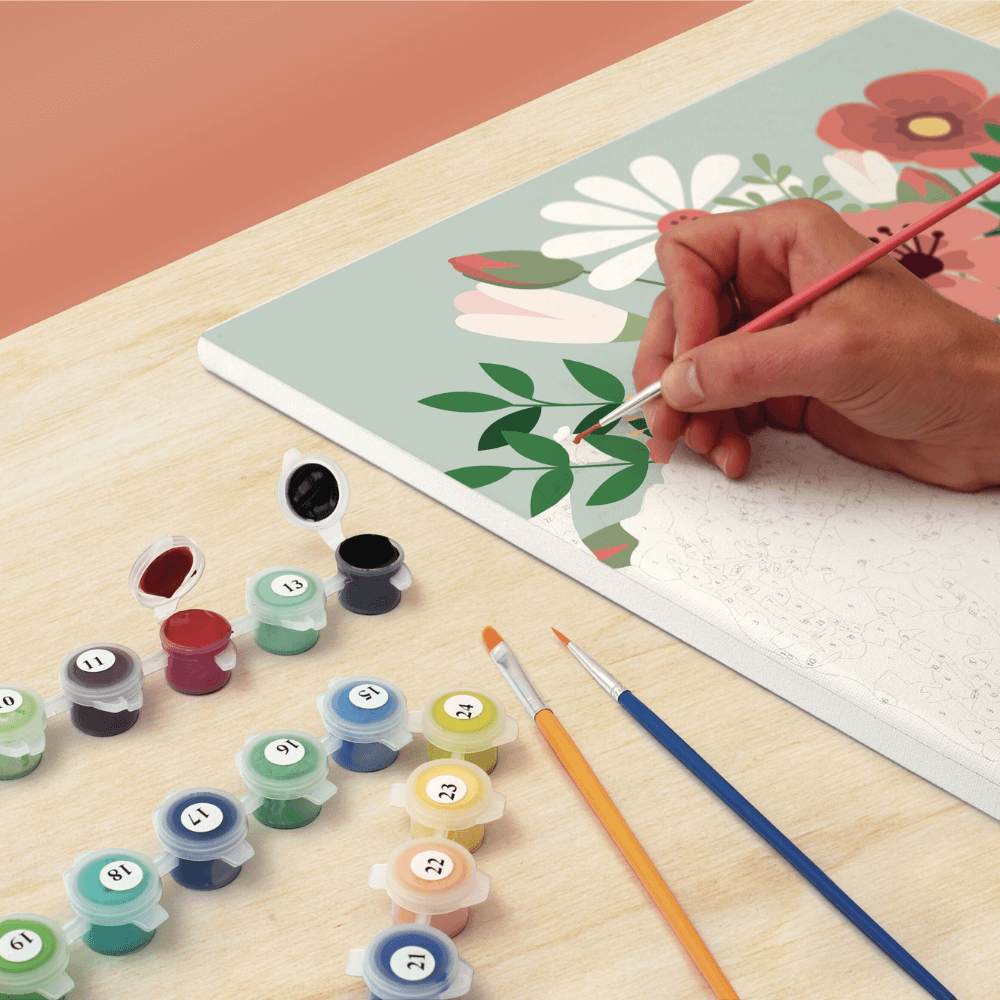 Flowrette Kit peinture par numéro enveloppe fleurie 30x40 cm