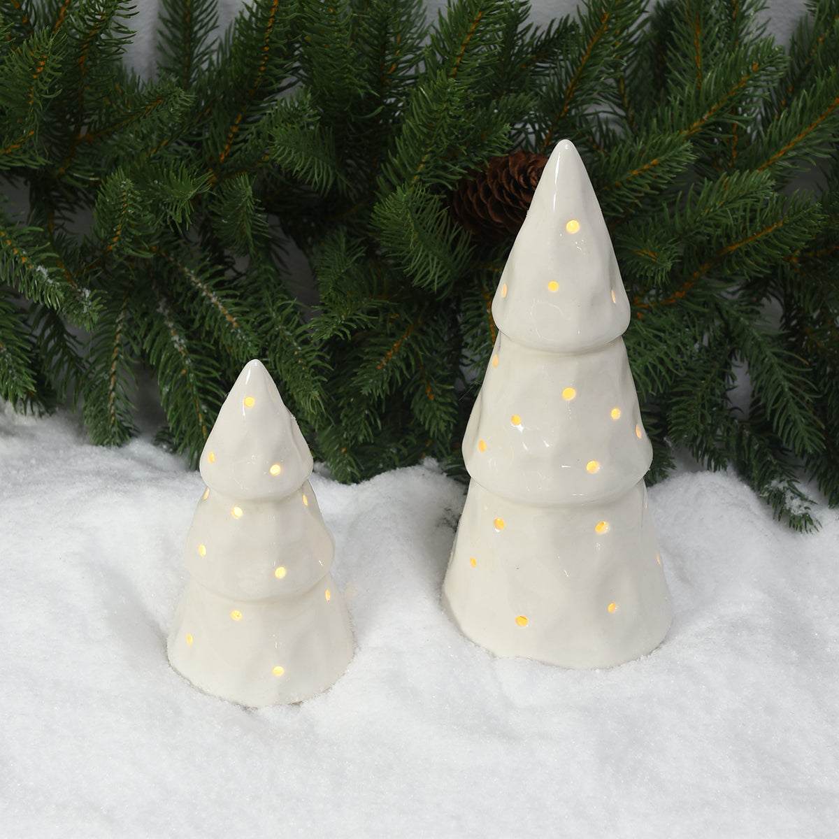 Sia Home Molly 19 cm sapin lumineux porcelaine blanc