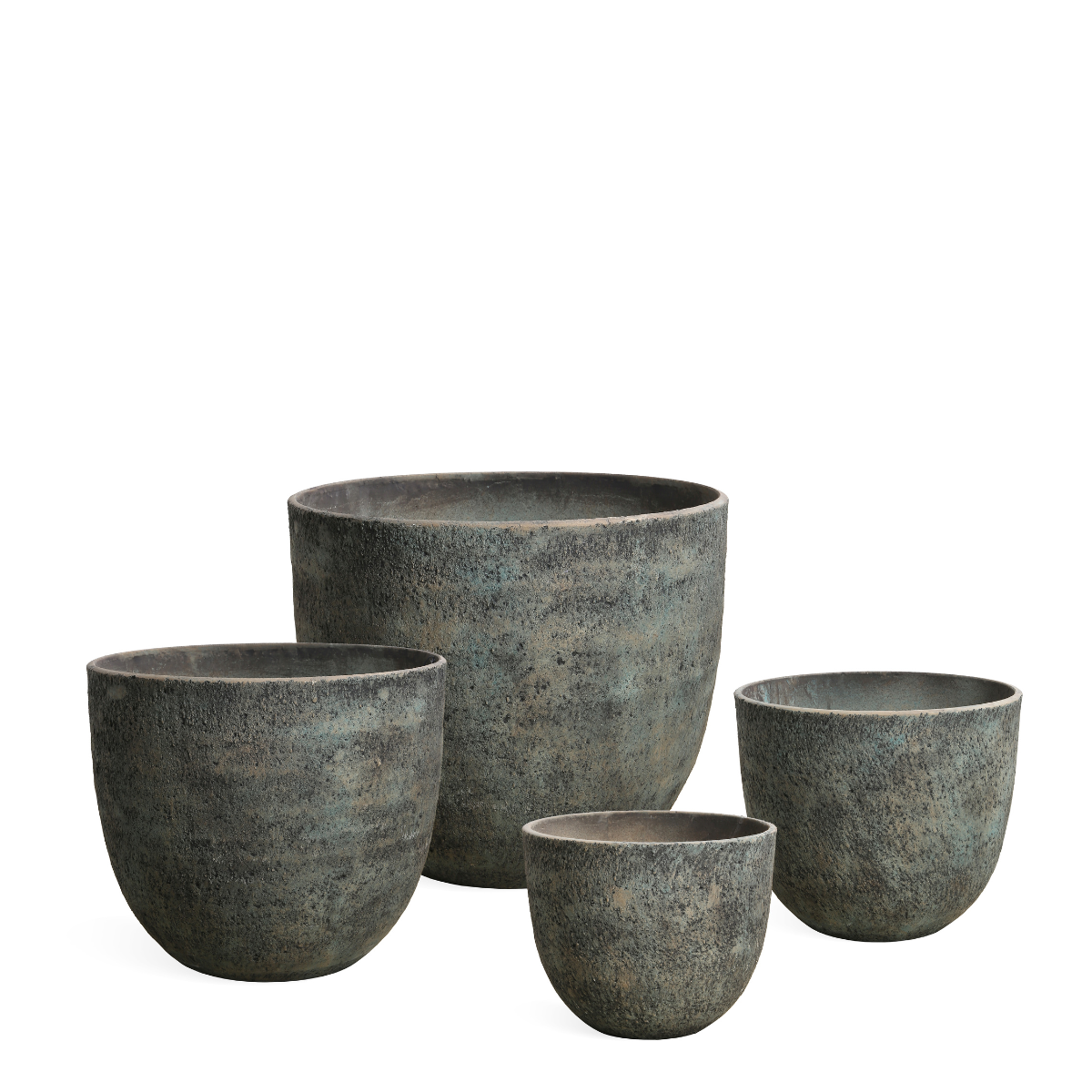 Sia Terra 4 Cache-Pots arrondis gris-vert ciment