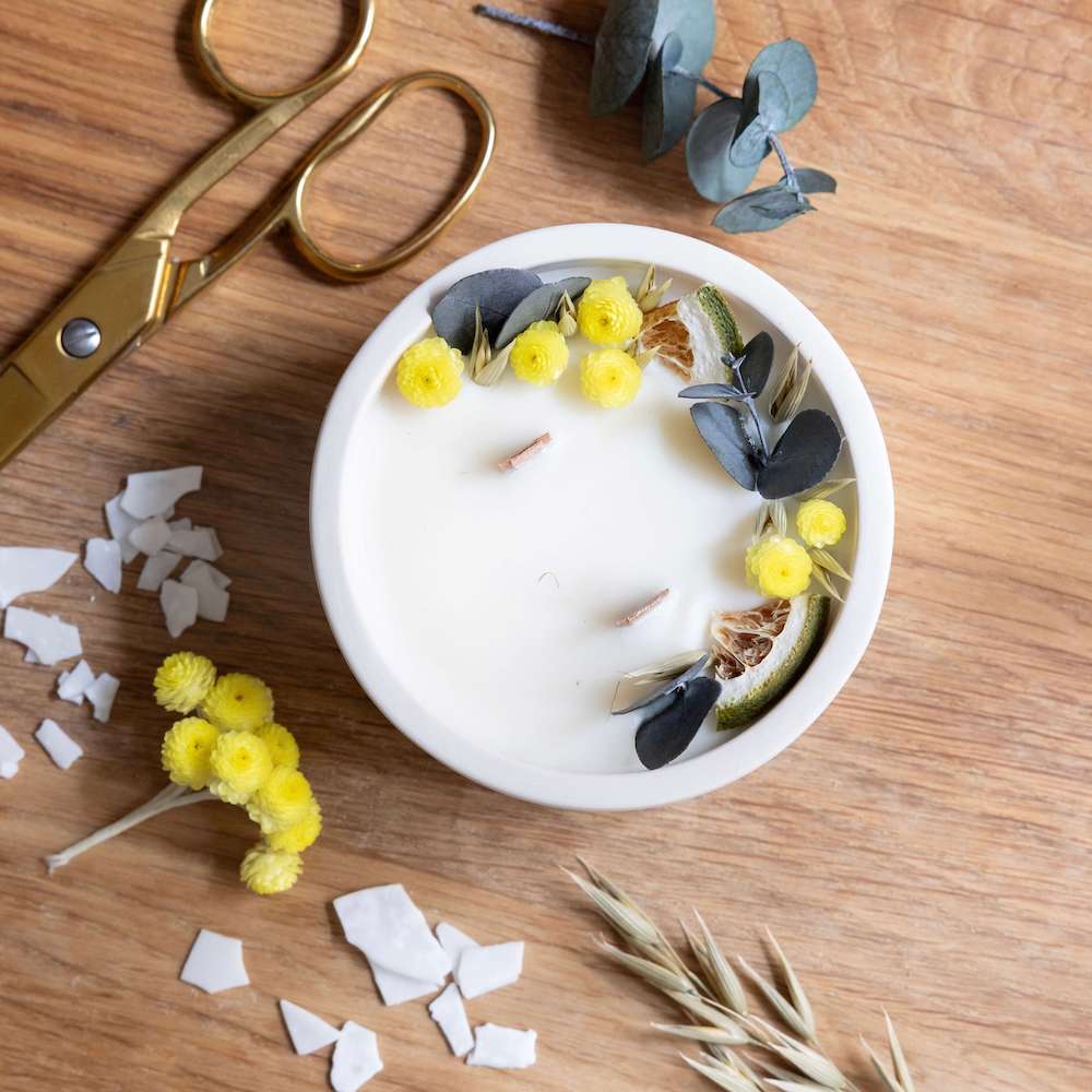 Flowrette kit DIY bougie fleurie immortelle eucalyptus soja