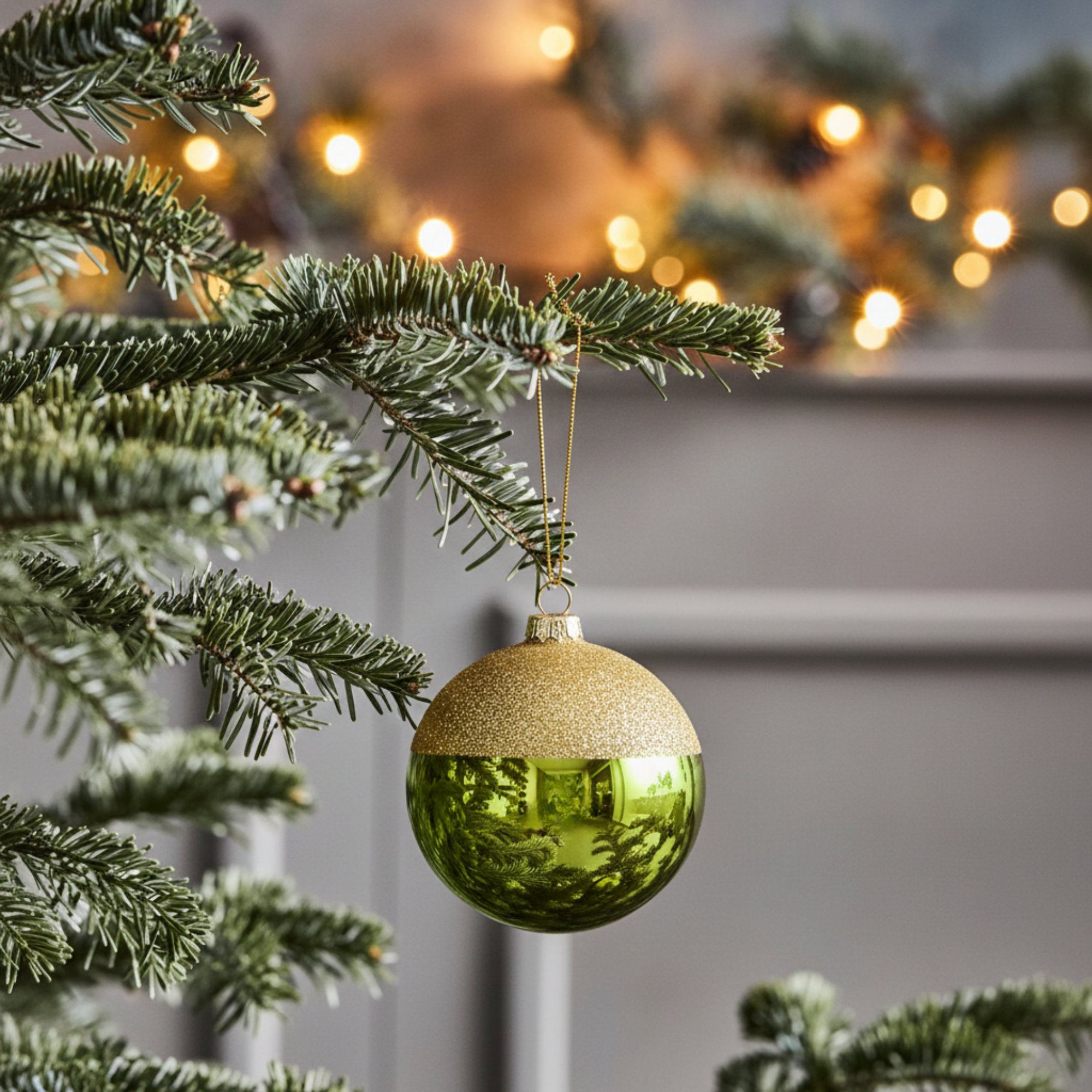 Sia Home Boule de Noël bicolore verre 10 cm vert doré