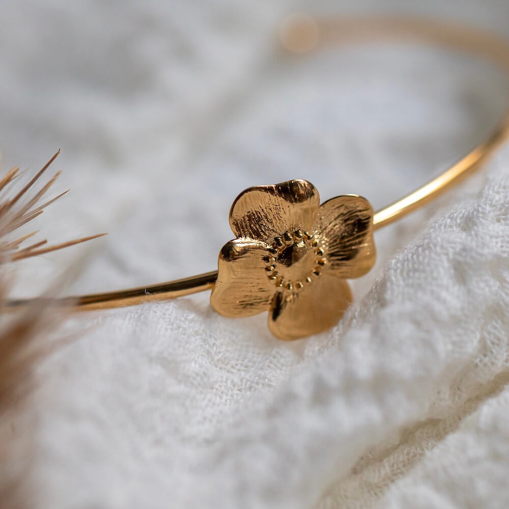 Flowrette Bertille Bracelet fleur plaqué or 24 carats écrin