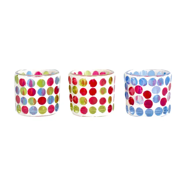 Sia Home Mosaïque photophore verre bleu multicolore lot 3