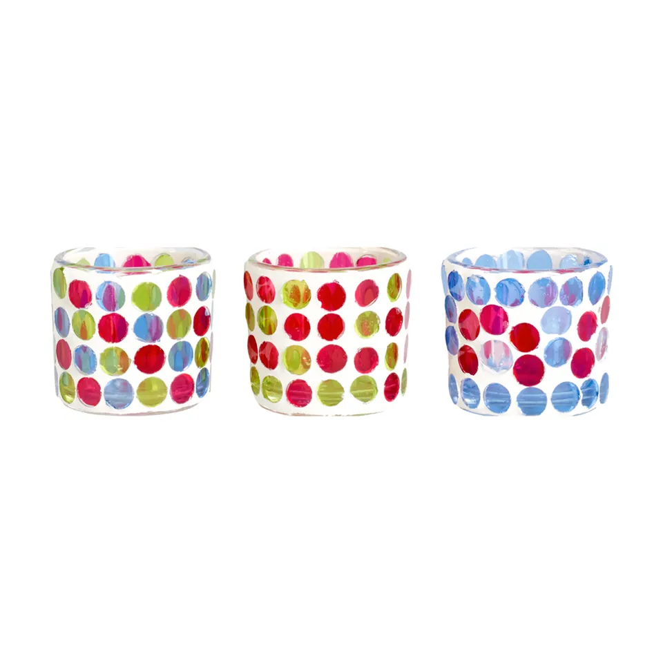Sia Home Mosaïque photophore verre bleu multicolore lot 3