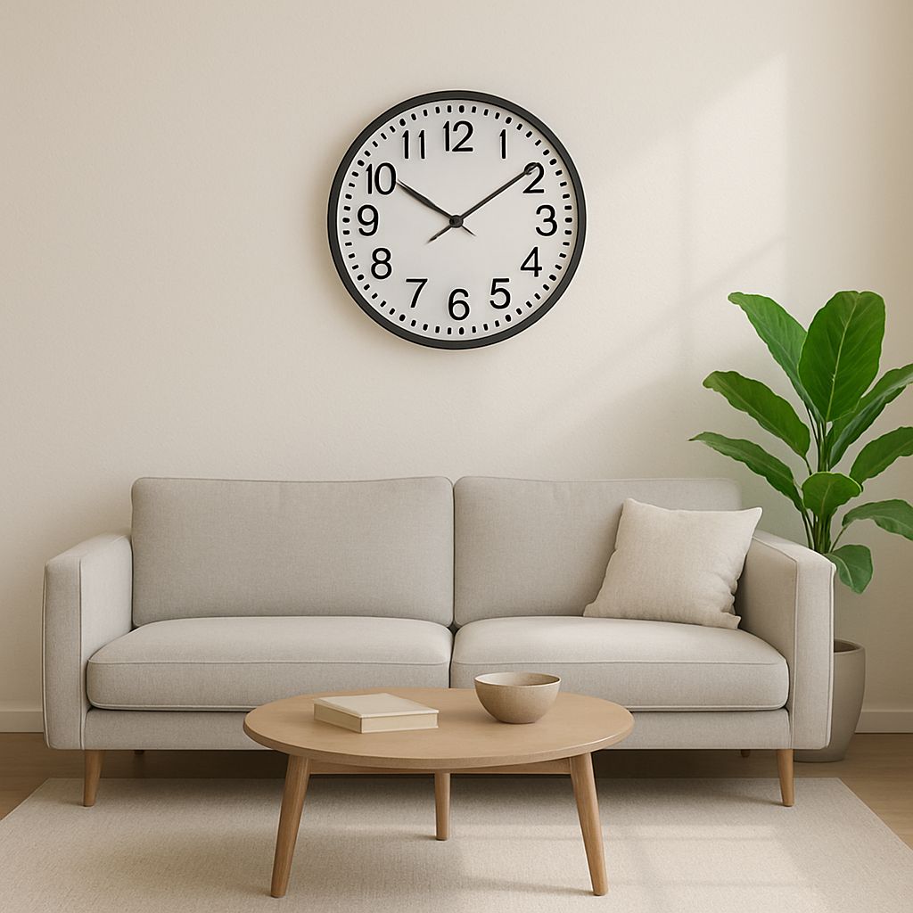 Sia Home horloge à grands chiffres bois noir blanc 80 cm