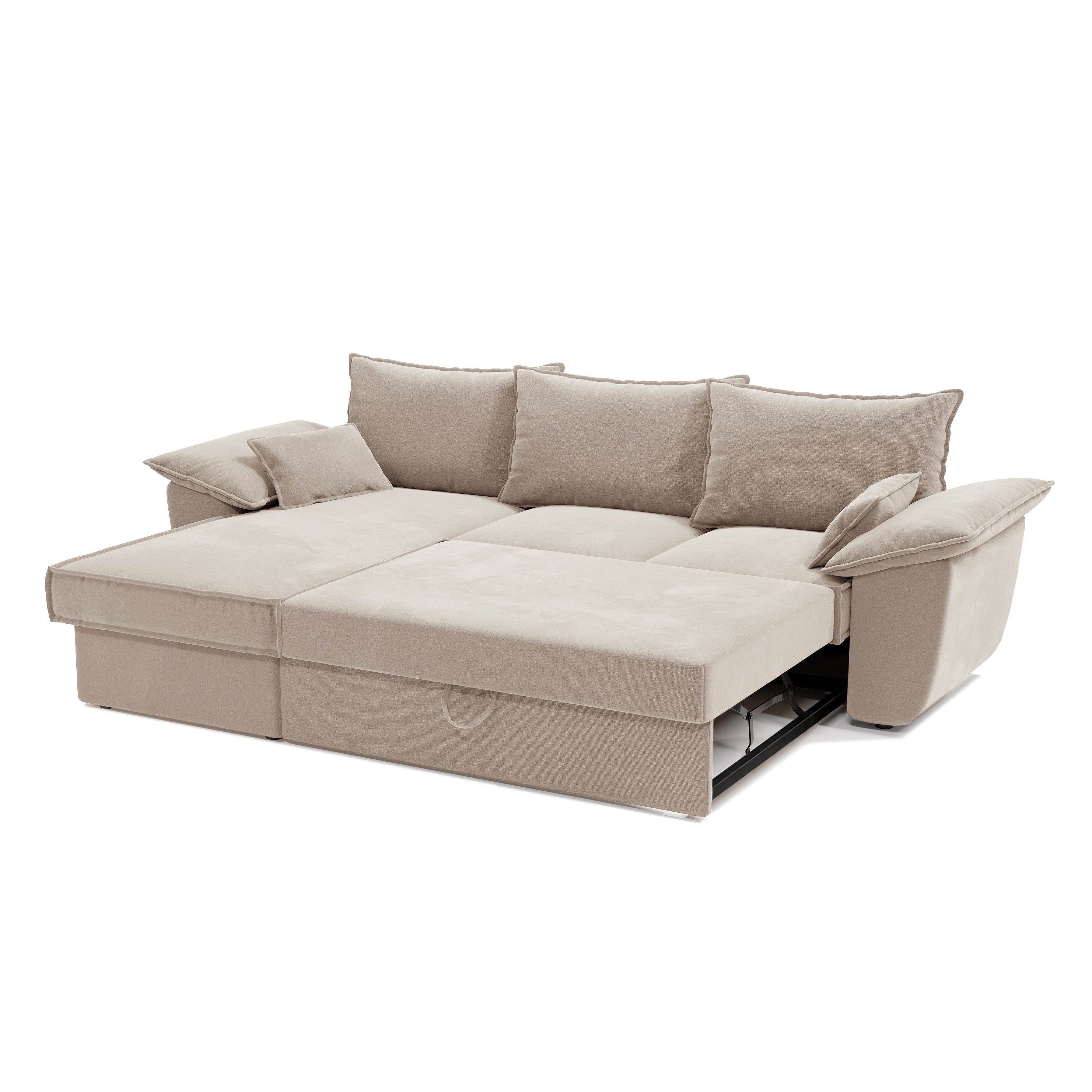 Sia Home Sasha canapé angle gauche beige convertible avec coffre