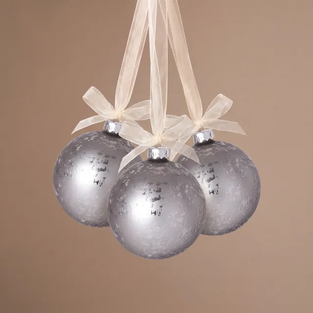 Sia Home Boule de Noël Pailletée et Mat 8 cm boule grise