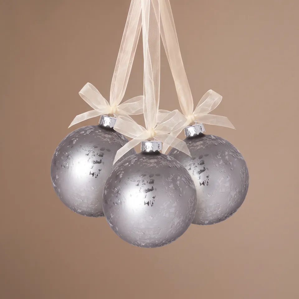 Sia Home Boule de Noël Pailletée et Mat 8 cm boule grise
