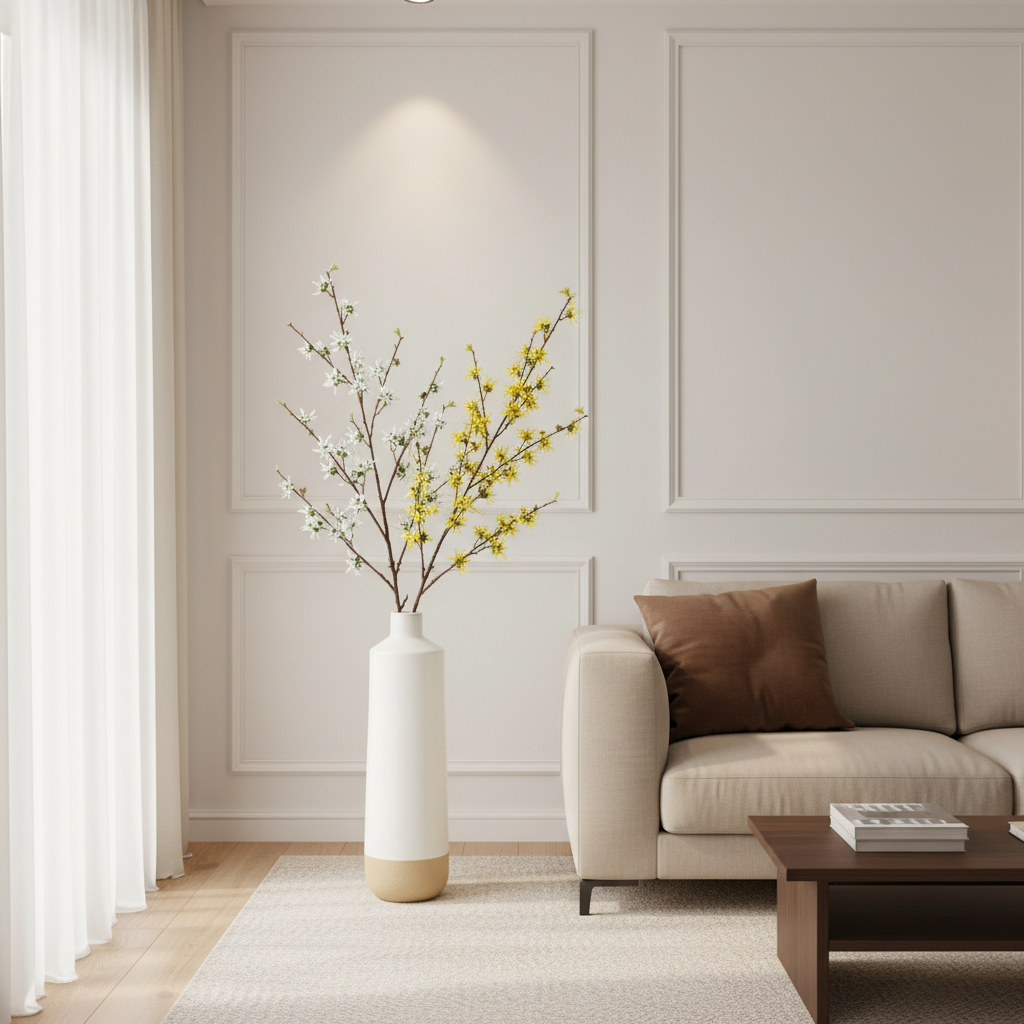 Sia Home Hamamélis tige fleur artificielle jaune 135 cm