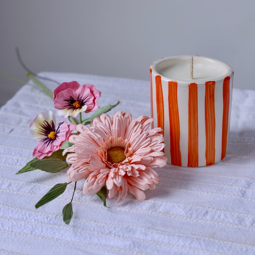 Flowrette Coffret lueur florale orange bouquet papier bougie