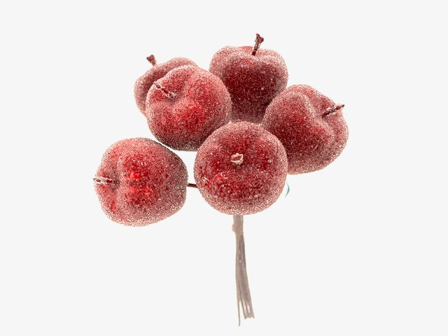 Feuillazur Rungis Branche pomme rouge sucré 20cm déco Noël