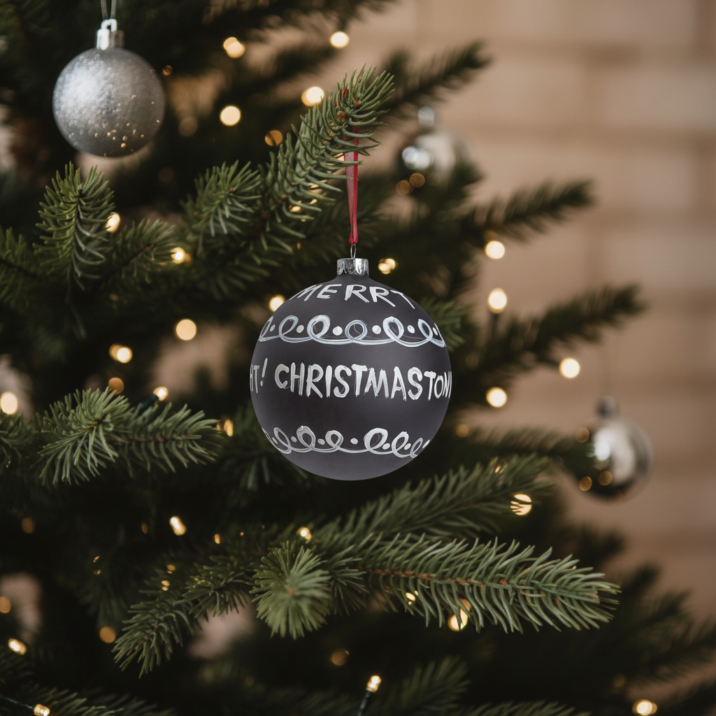 Sia Home Boule Noël Graphique Merry Christmas blanc 10 cm