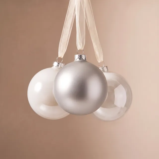 Sia Home coffret 12 boules de Noël sapin blanc rouge marron 6 cm