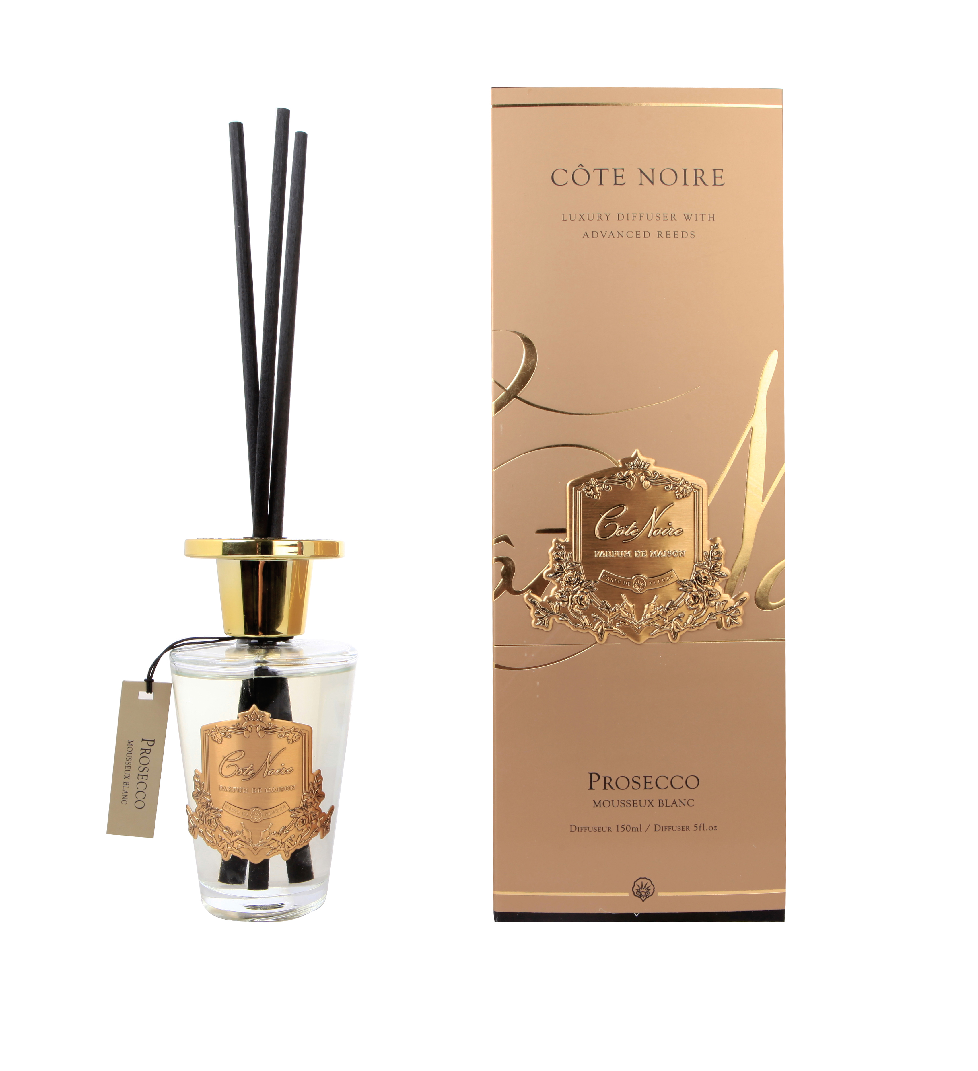 Côte Noire Diffusers Prosecco diffuseur doré 150 ml