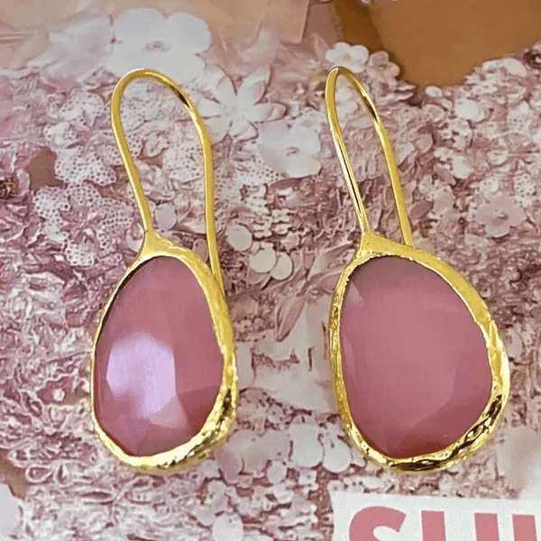 Flowrette Pink Glow boucles d'oreilles laiton doré rose