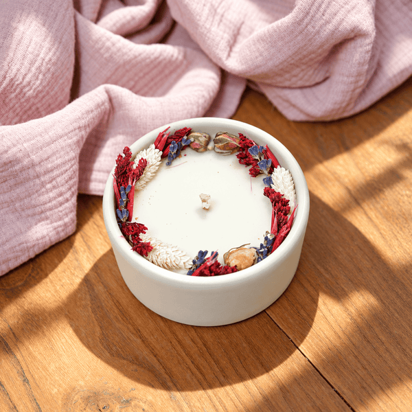 Flowrette Bougies Wild Pink fleur parfumée rose cire soja