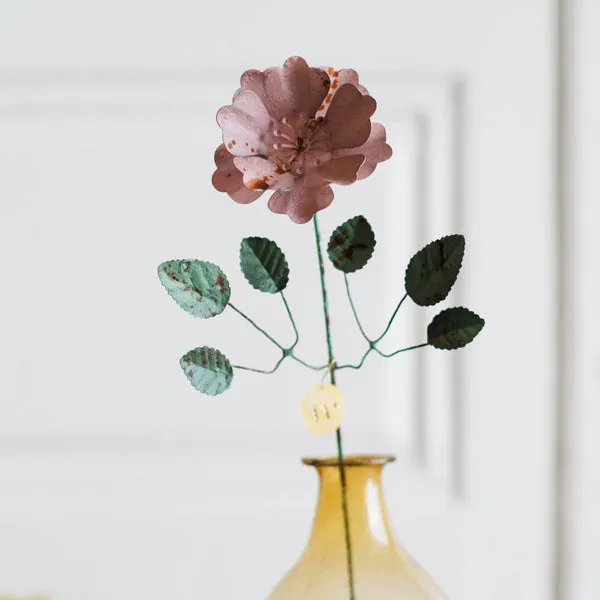 Flowrette Kalika pink brass flower fleur laiton rose
