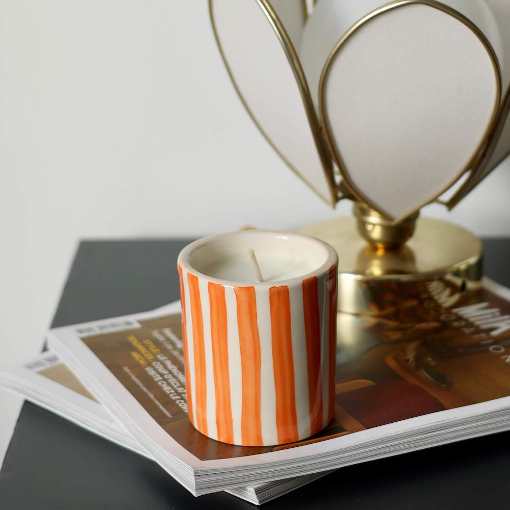 Flowrette Bougie rayée bougie parfumée orange soja