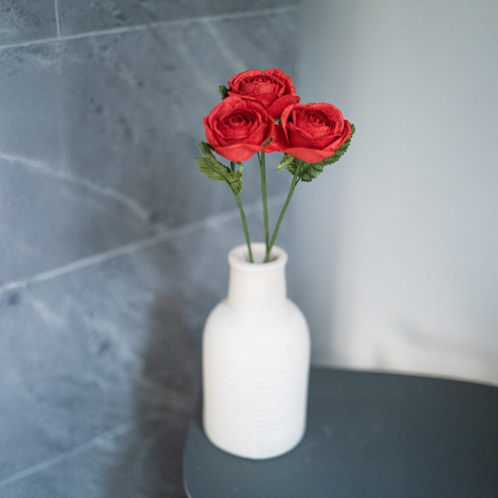 Flowrette rose rouge en papier fleur tige x1 durable